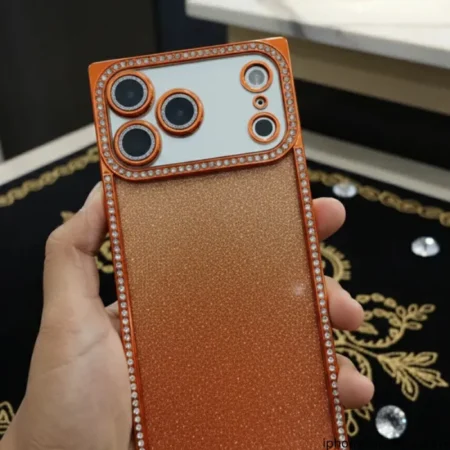 Orange Square Glitter Stones Case (17 Pro & 17 Pro Max) (2)