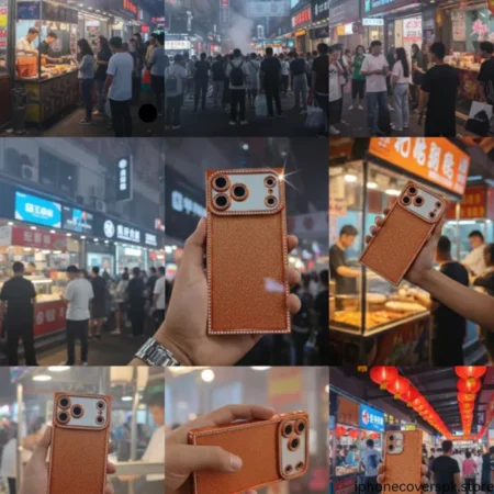 Orange Square Glitter Stones Case (17 Pro & 17 Pro Max) (3)