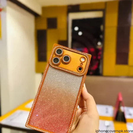Orange Square Glitter Stones Case (17 Pro & 17 Pro Max)